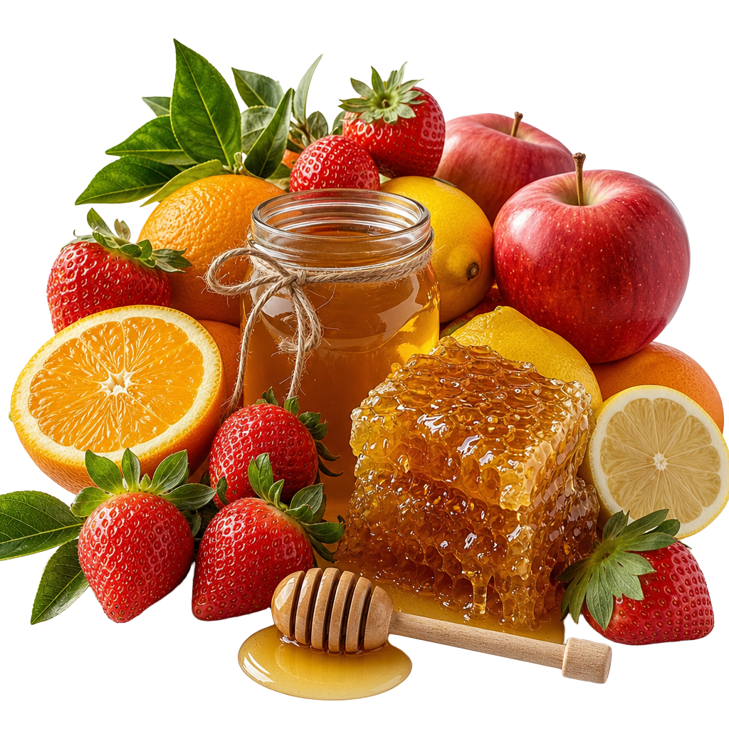 Composição de frutas frescas e mel
